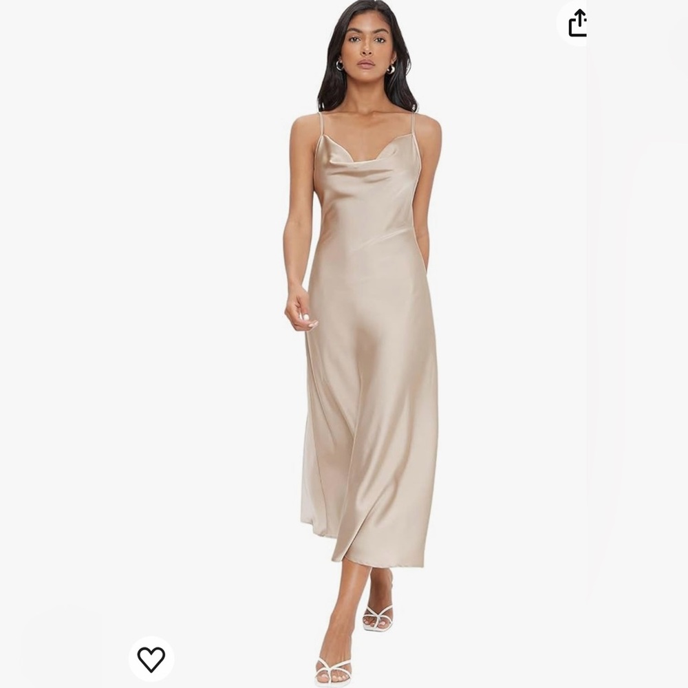 Loft cowl neck satin midi slip dress